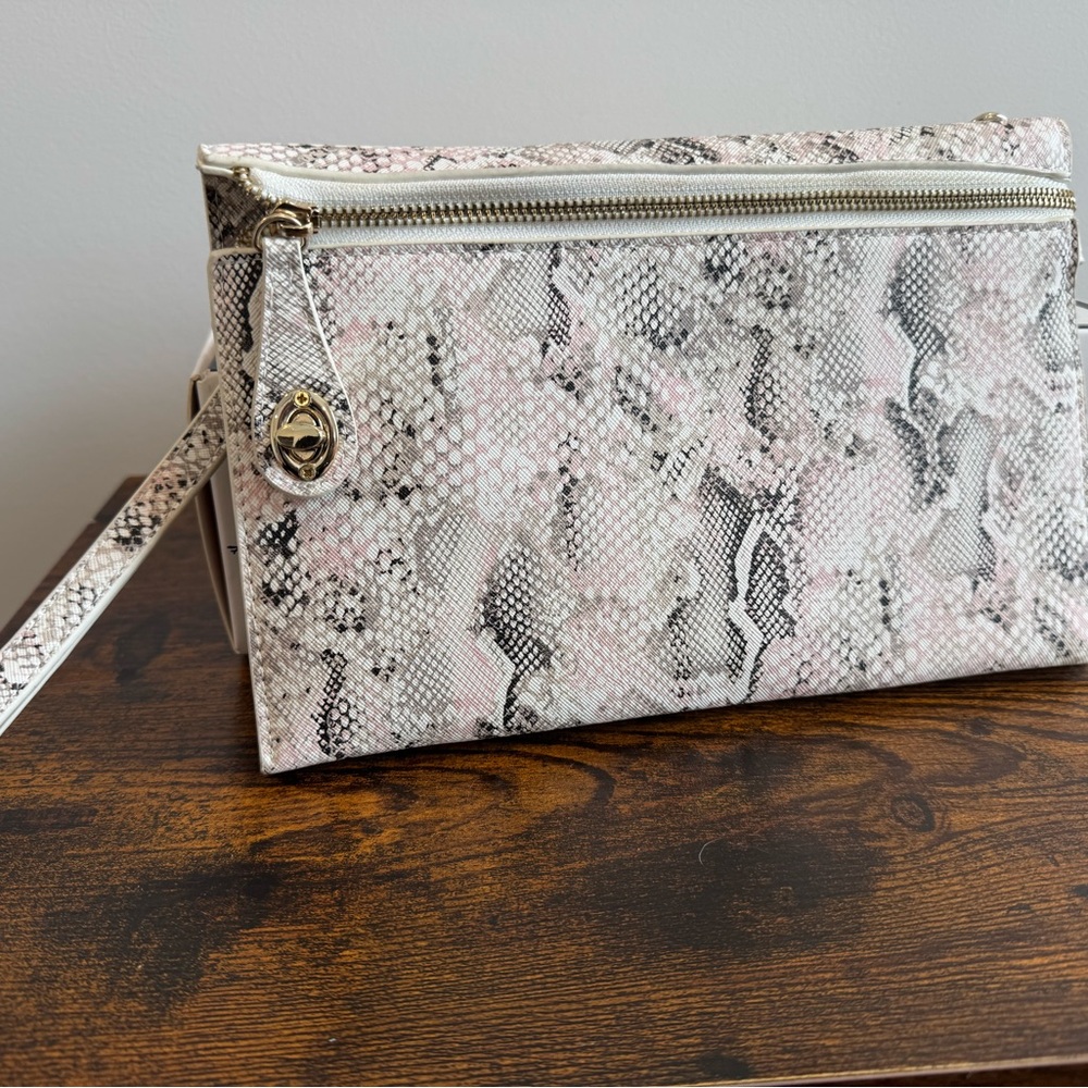 White House Black Market Snakeskin Clutch